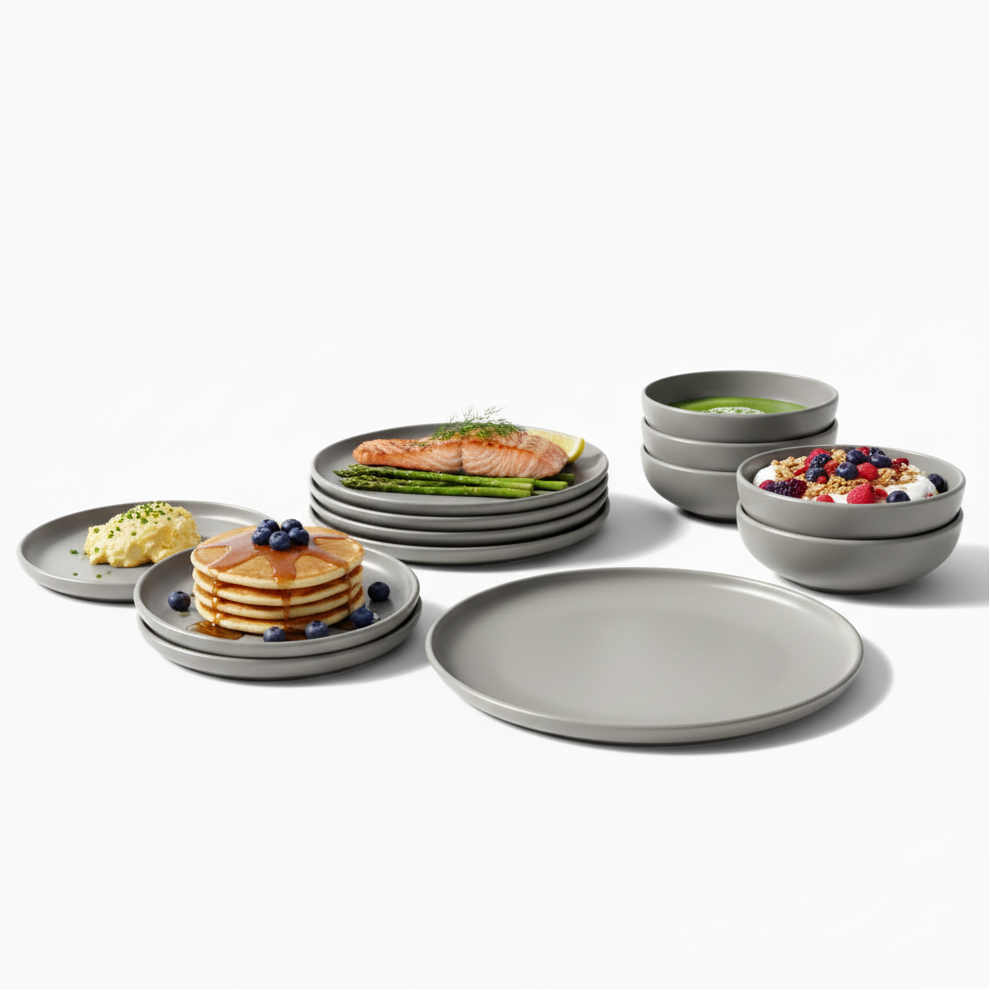Stoneware Dinner Set 18pcs Dark Grey