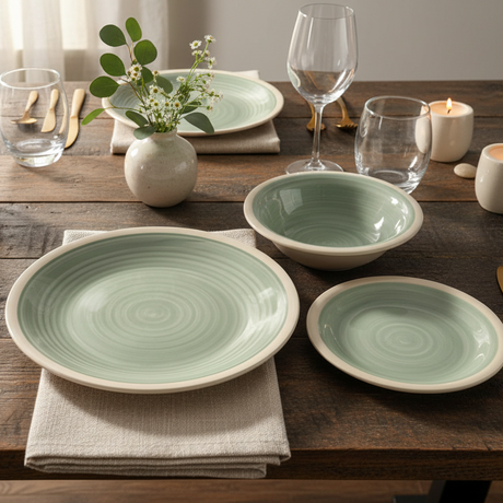 Stoneware Dinner Set 18pcs Green