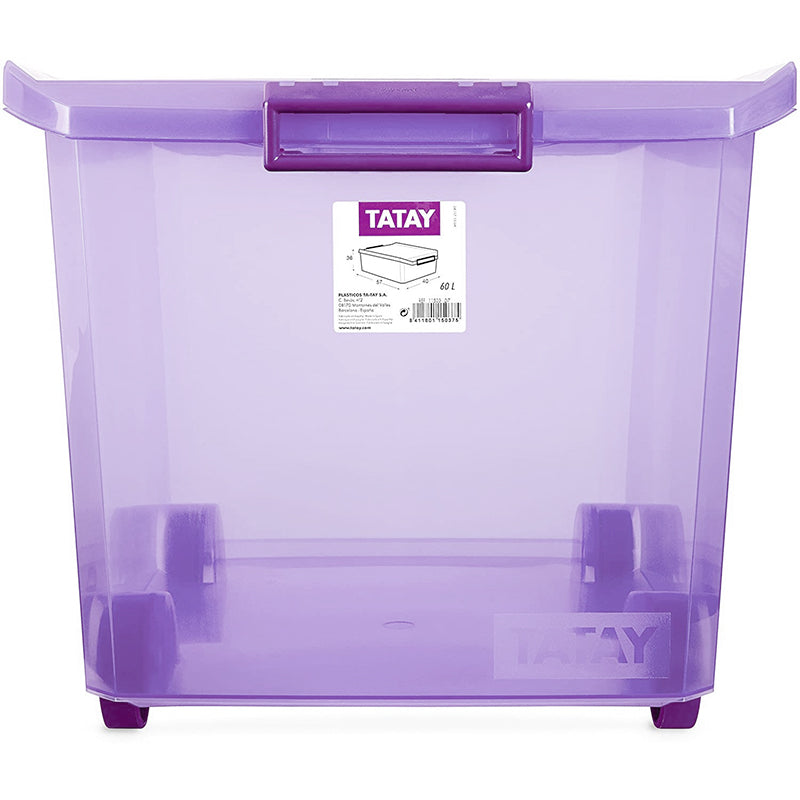 Storage Box with Wheels 60L. Fuchsia