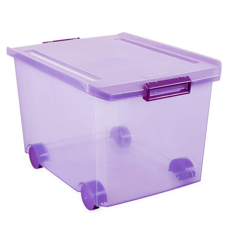 Storage Box with Wheels 60L. Fuchsia