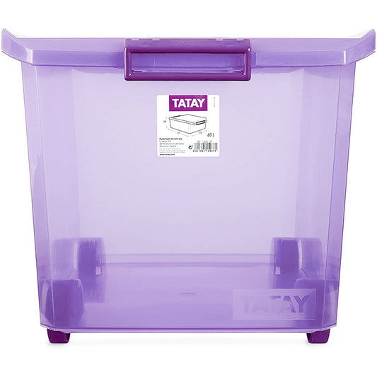 Storage Box with Wheels 60L. Fuchsia