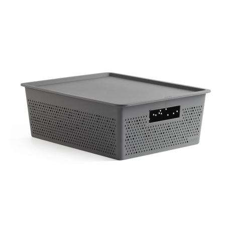 Storage Basket 12L With Lid Set Bohol Anthracite Grey