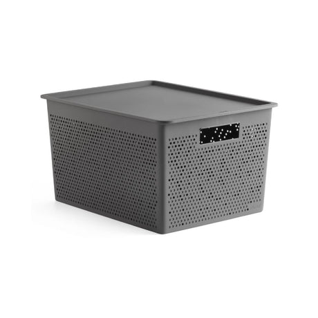 Storage Basket 20L With Lid Set Bohol Anthracite Grey