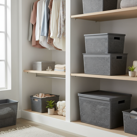 Storage Baskets 2x4L + 12L + 20L Bohol Anthracite Grey (Set of 4)