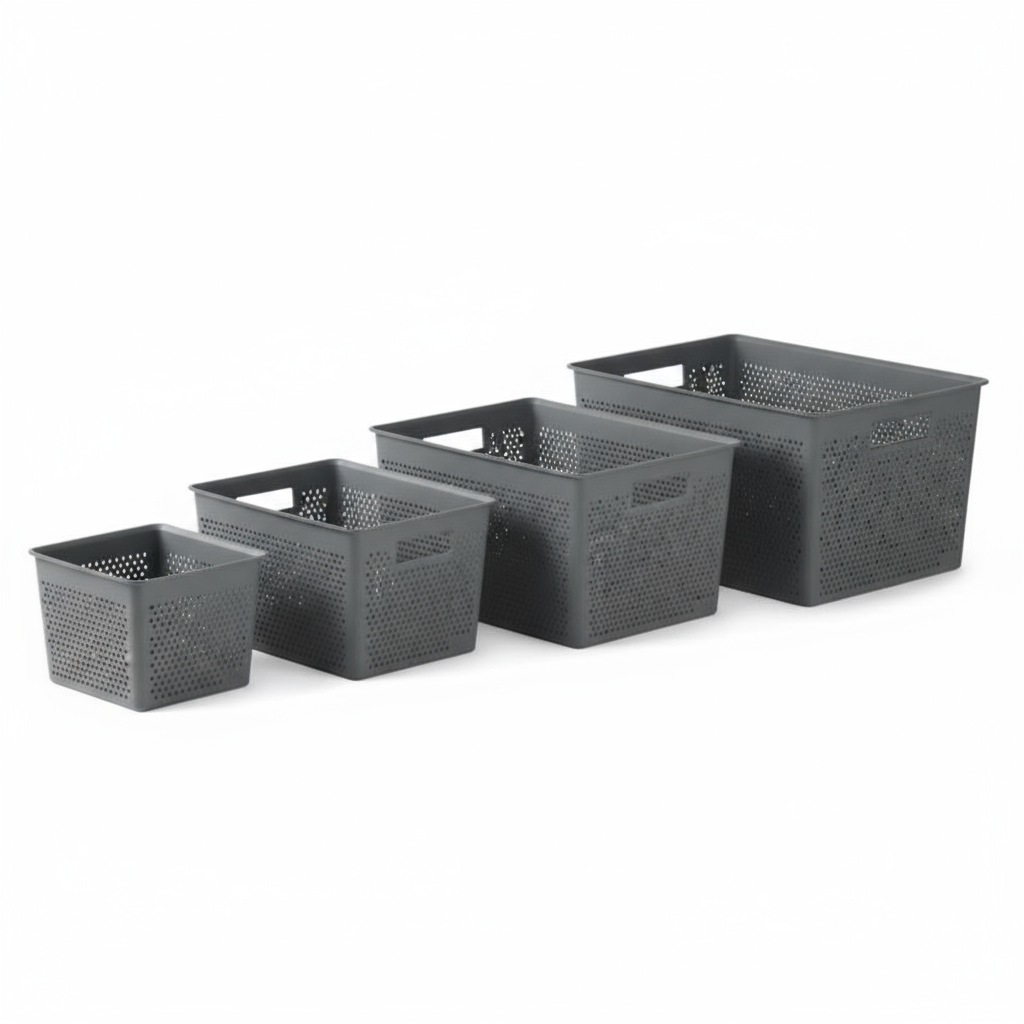 Storage Baskets 2x4L + 12L + 20L Bohol Anthracite Grey (Set of 4)