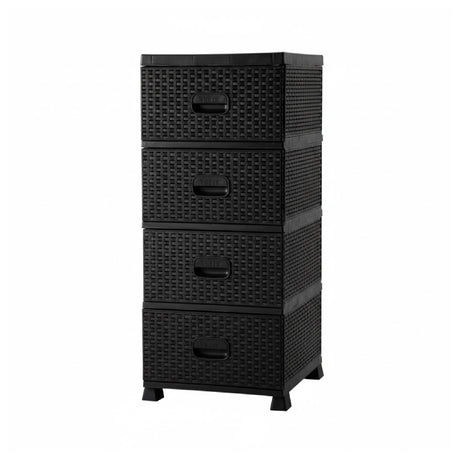 Storage Drawer Rattan Black