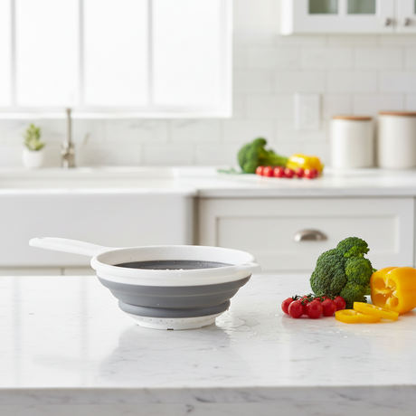 Collapsible Strainer With White and Grey Handle 20cm