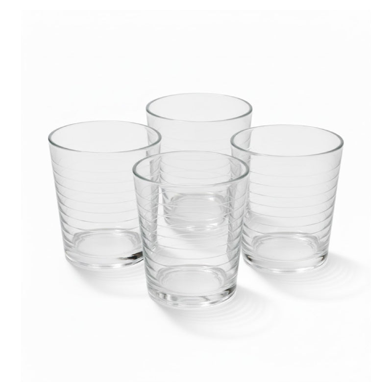 Striped Drinking Serving Glass 360ml (Set of 4)