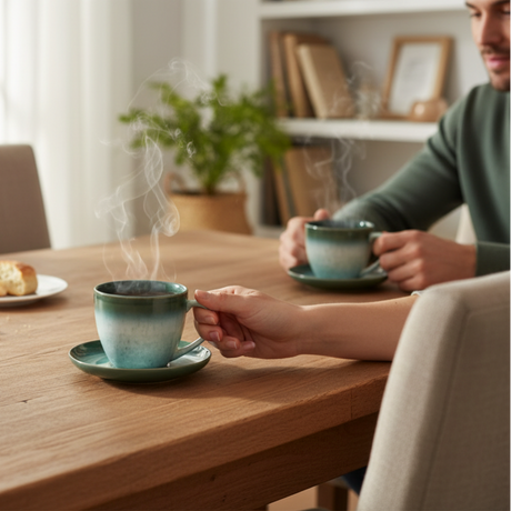 Cup & Saucer Set Green Emerald 270ml (Set of 6)