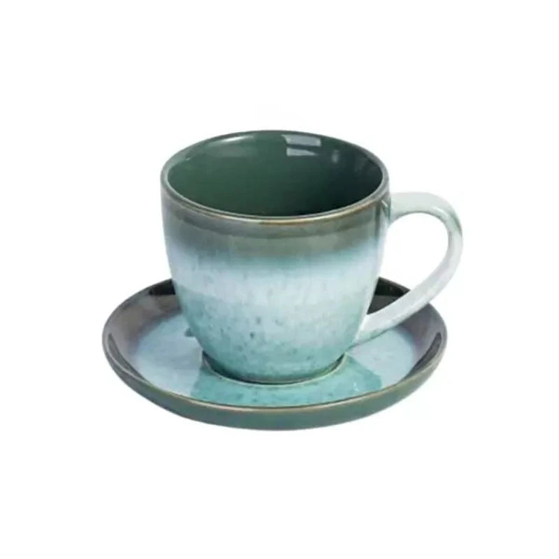Cup & Saucer Set Blue & Charcoal 300ml