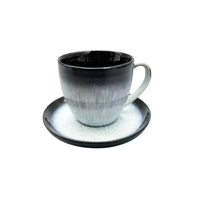 Cup & Saucer Set Black & Charcoal 300ml