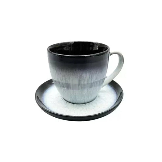Cup & Saucer Set Black & Charcoal 300ml