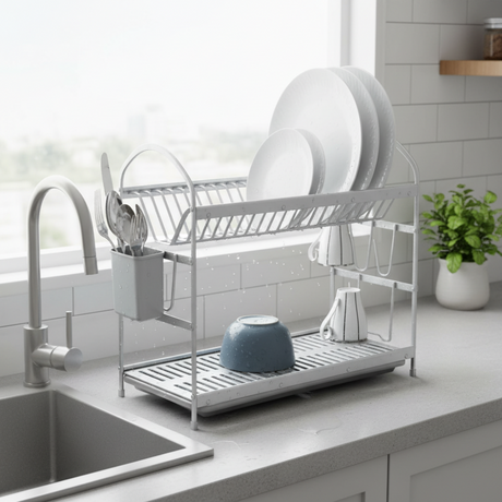 2 Tier Dish Rack Aluminum