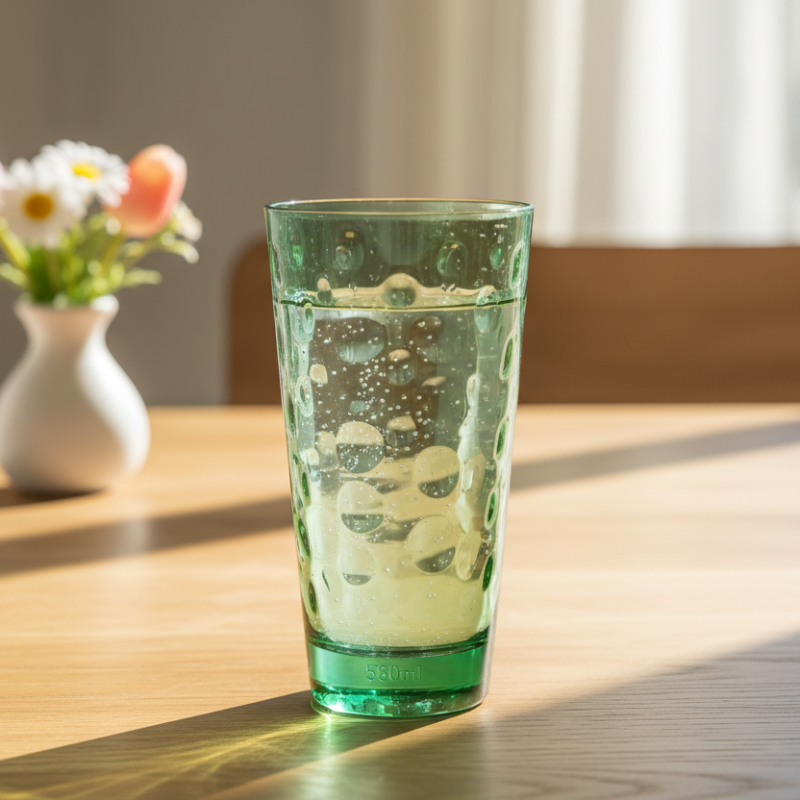 Tall Plastic Dots Water Glass 580ml Green