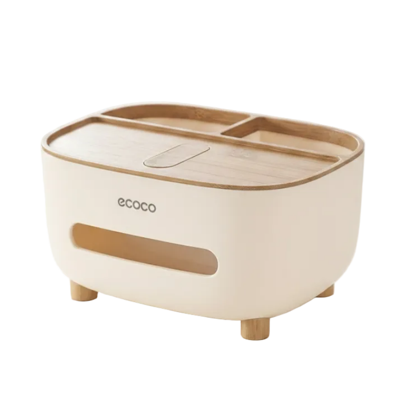 Tissue Box With Multifunctional Holder Beige/Brown