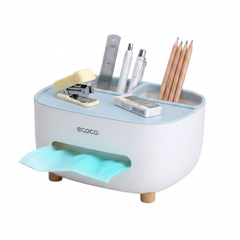 Tissue Box With Multifunctional Holder White/Blue