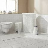 Laundry Basket, Dustbin & Toilet Brush Set Rattan White