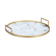 Tray Marble With handles Golden Metal White Glass