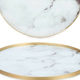Tray Marble With handles Golden Metal White Glass