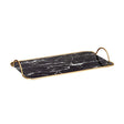 Tray With Handles Black Marble Effect Glass 35cm