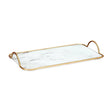 Tray With Handles White Marble Effect Glass 35cm
