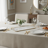 Kitchen & Serving Tray With Handles White Marble Effect Glass 35cm