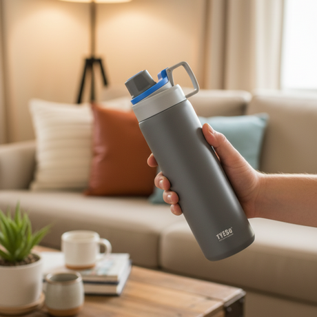 Tyeso Vibrant Vacuum Insulated Sports Bottle 900ml Grey