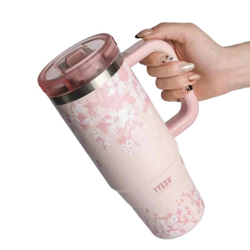 Tyeso Aura Travel Tumbler 900ml Floral Blush Pink