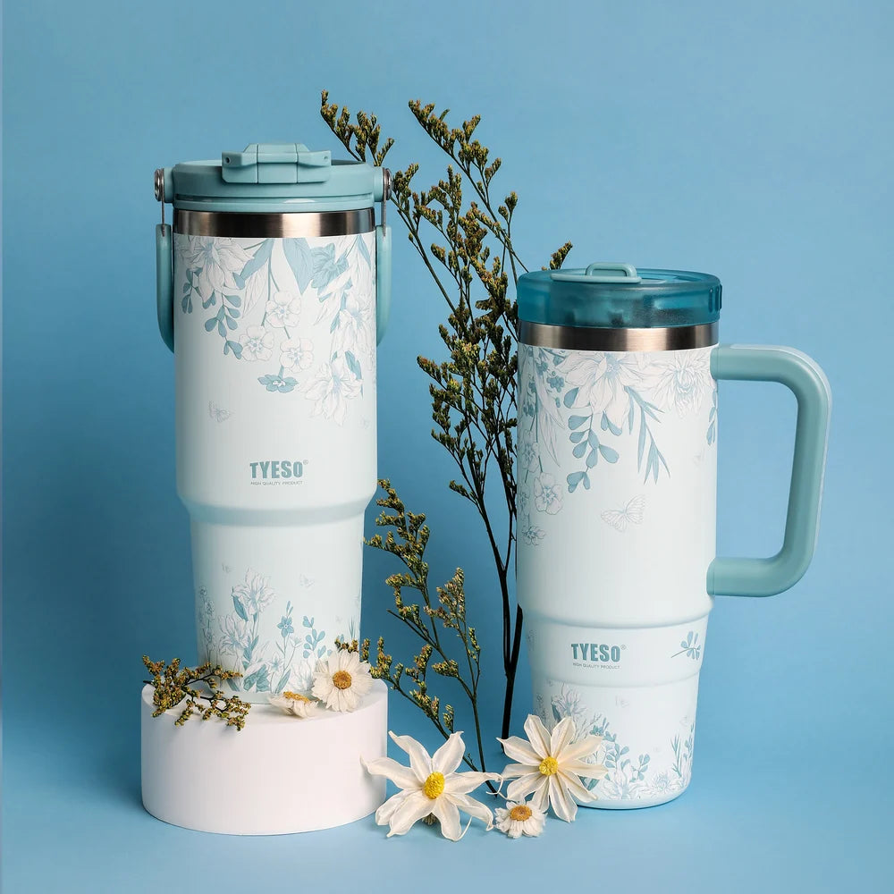 Tyeso Aura Travel Tumbler 900ml Floral Mist Blue