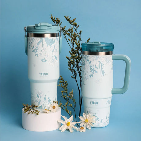 Tyeso Aura Travel Tumbler 900ml Floral Mist Blue