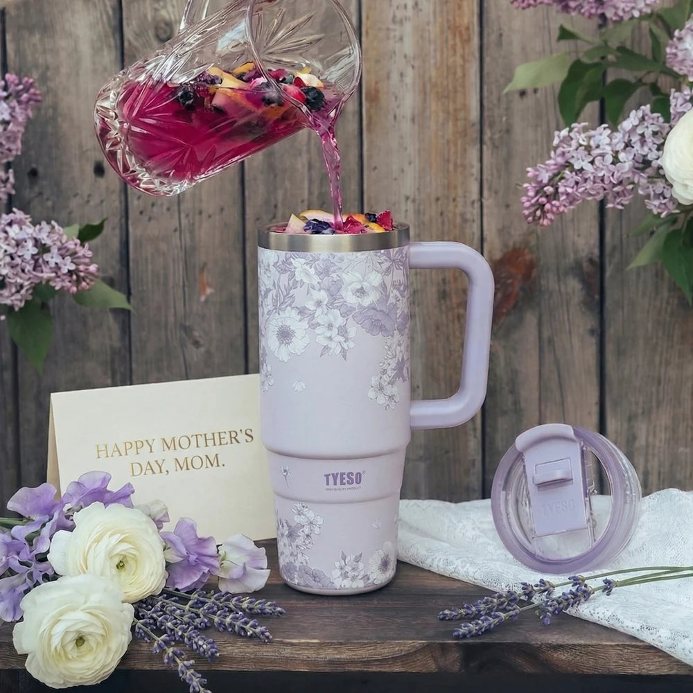Tyeso Aura Travel Tumbler 900ml Floral Veil Lavender