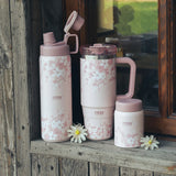 Tyeso Vacuum Insulated Sports Bottle 900ml Floral Blush Pink