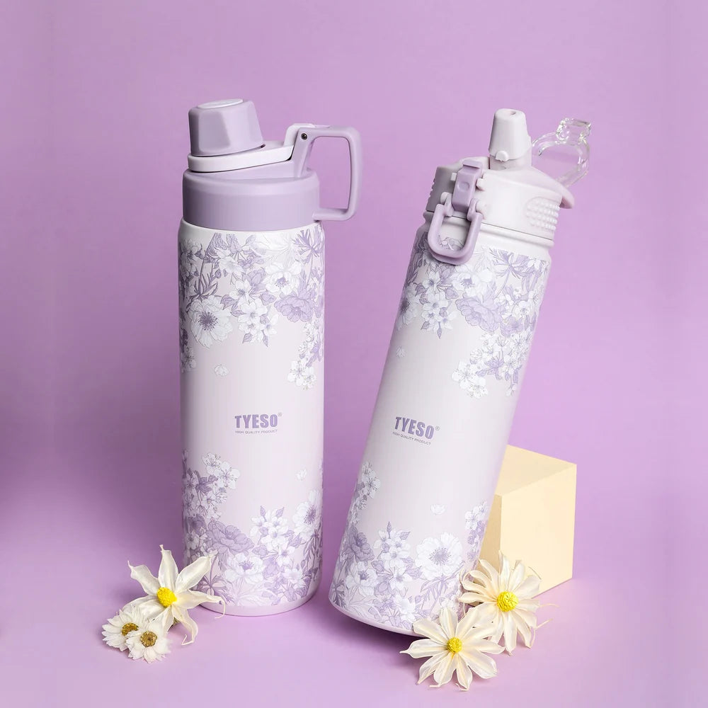 Tyeso Vacuum Insulated Sports Bottle 900ml Floral Veil Lavender