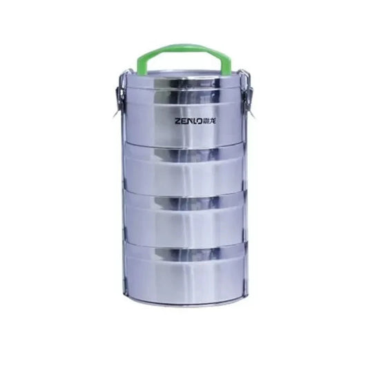 4 layer Stainless Steel Lunch Box with Green Handle