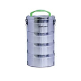 4 layer Stainless Steel Lunch Box with Green Handle