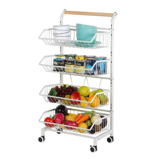 4 Tier Vegetable Trolley White