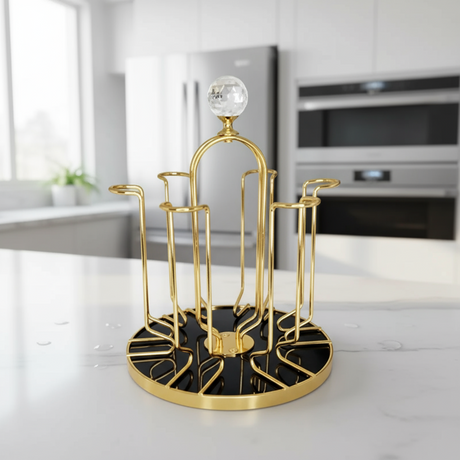 Glass Stand For 6 Gold & Black