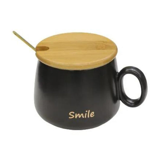 Coffee Mug & Lid With Gold Spoon