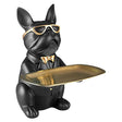 Decorative Bulldog Figure With Gold Tray Stainless Steel
