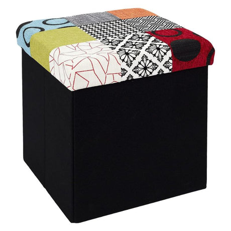 Foldable Patch work Storage Pouffe