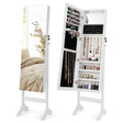 Lockable Jewelry Cabinet with Full Length Mirror White