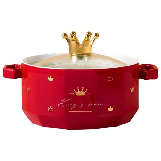 Crown Pot With Glass Lid Red 900ml