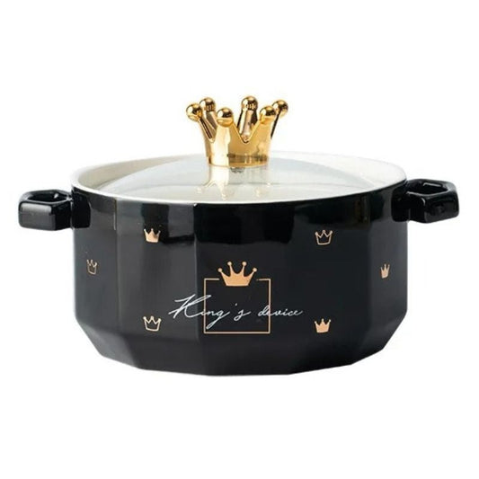 Crown Pot With Glass Lid Black 900ml