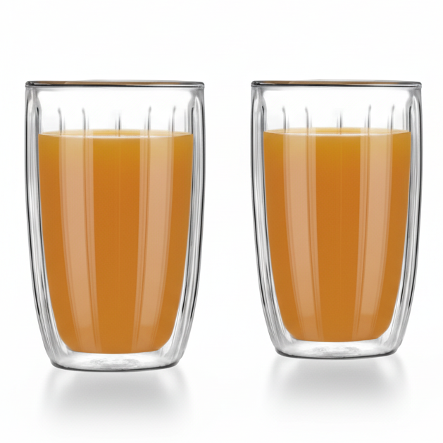 Set Of 2 Double Wall High Glasses 350ml