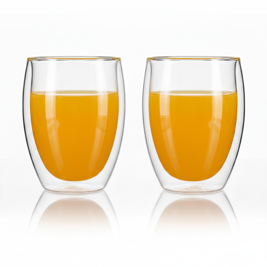 Set Of 2 High Double Wall Glasses 360ml