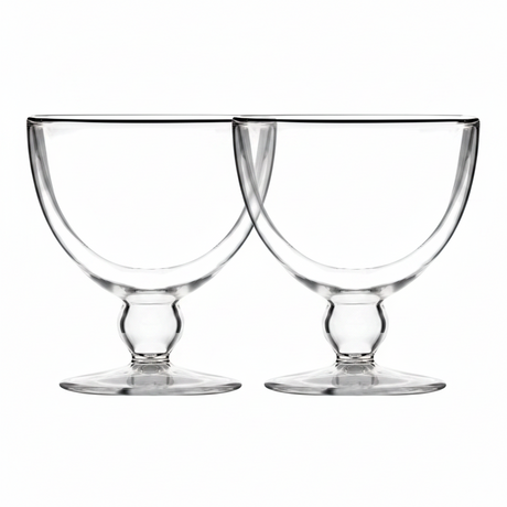 Set of 2 clear double-wall dessert cups, 250 ml, fluted stem