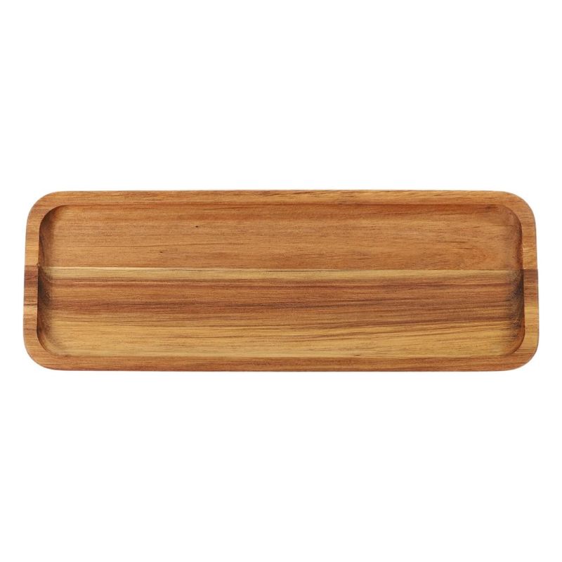 Rectangle Long Tray Round Base Wood