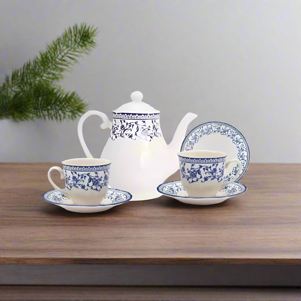 Aster Blue Ceramic Tea Set 24pcs