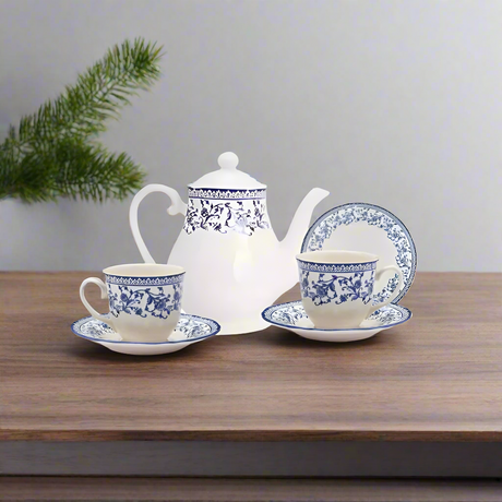 Aster Blue Ceramic Tea Set 24pcs