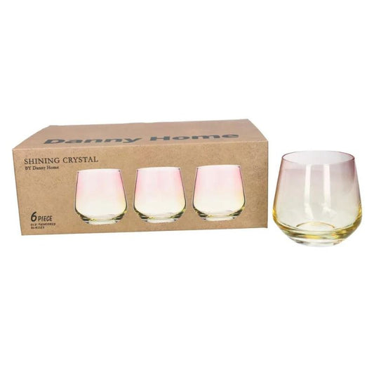 Drinking Glass Set Yellow & Pink 360ml (Set of 6)